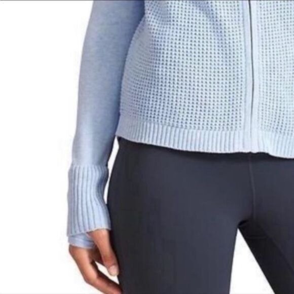 Athleta Outlands Women's XXS Blue Cotton Blend Full Zip Hooded Cardigan - Picture 7 of 11